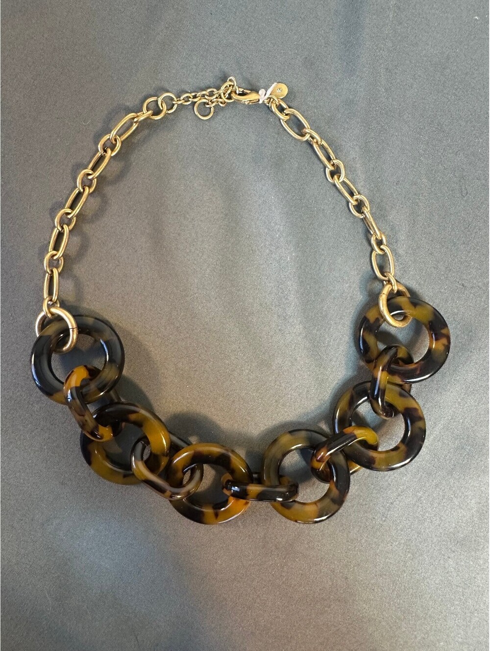 J. Crew Gold Tone Tortoise Shell Pattern Chain Link Necklace
